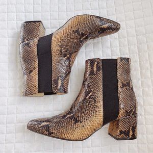 Kenneth Cole Reaction Kick Block Snakeskin Booties - 8